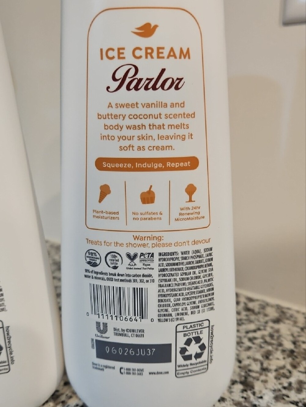 2x Dove Ice Cream Parlor Coconut Vanilla Body Wash 20oz - Picture 2 of 2